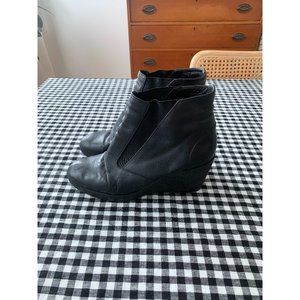 Whyred Black Leather Wedge Ankle Boot/Bootie US 8 from Steven Alan